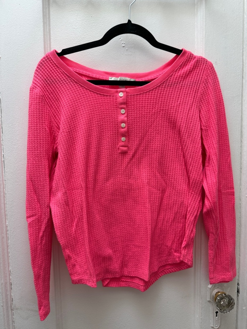 LOFT hot pink waffle knit long sleeve